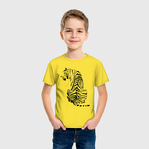 Детская футболка Тигр со спины / Желтый – фото 3