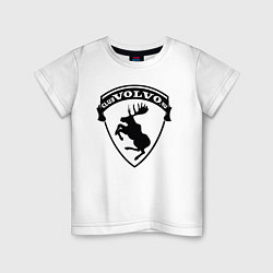 Футболка хлопковая детская VOLVO логотип чёрный, цвет: белый