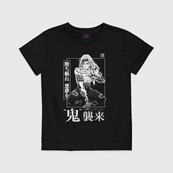 Футболка хлопковая детская Кибуцуджи Музан воин, цвет: черный