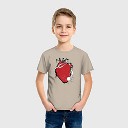 Футболка хлопковая детская Фонендоскоп обвивает сердце, цвет: миндальный — фото 2