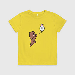Футболка хлопковая детская Погоня за шариком-зайцем, цвет: желтый