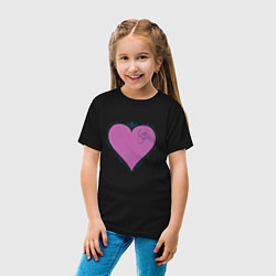 Футболка хлопковая детская Розовое сердце !, цвет: черный — фото 2