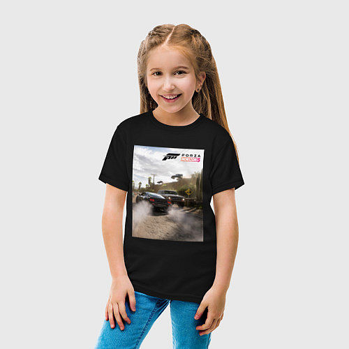 Детская футболка FORZA HORIZON 5 MUSTANG RTR / Черный – фото 4