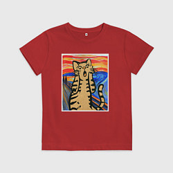 Детская футболка Орущий кот пародия на Крик Мунка