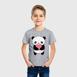 Футболка хлопковая детская КАВАЙНЫЙ ПАНДА KAWAII PANDA, цвет: меланж — фото 2