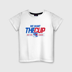 Футболка хлопковая детская New York Rangers We want the cup Нью Йорк Рейнджер, цвет: белый