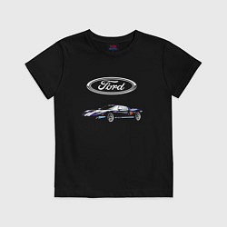 Футболка хлопковая детская Ford Racing, цвет: черный