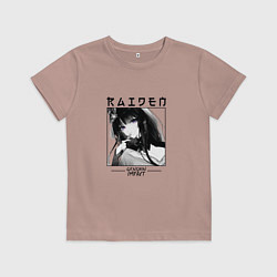 Футболка хлопковая детская Райдэн Shogun Raiden, Genshin Impact, цвет: пыльно-розовый
