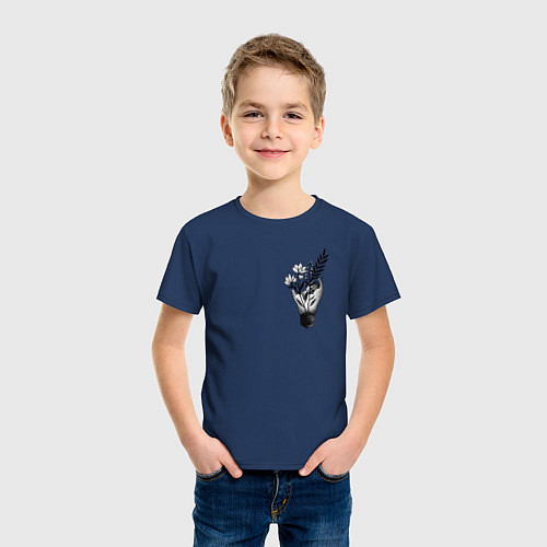 Детская футболка Букет цветов в лампочке / Тёмно-синий – фото 3
