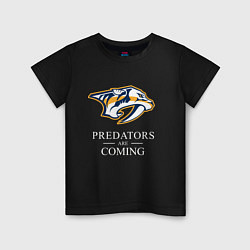 Футболка хлопковая детская Nashville Predators are Coming Нэшвилл Предаторз, цвет: черный