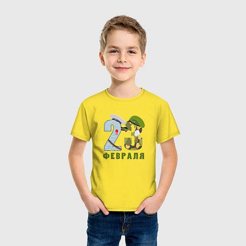 Детская футболка День Защитника Отечества 23 февраля / Желтый – фото 3