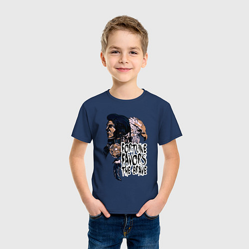 Детская футболка Фортуна благоволит храбрым / Тёмно-синий – фото 3