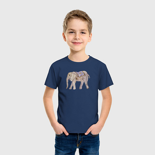Детская футболка Африканский слон в попоне / Тёмно-синий – фото 3