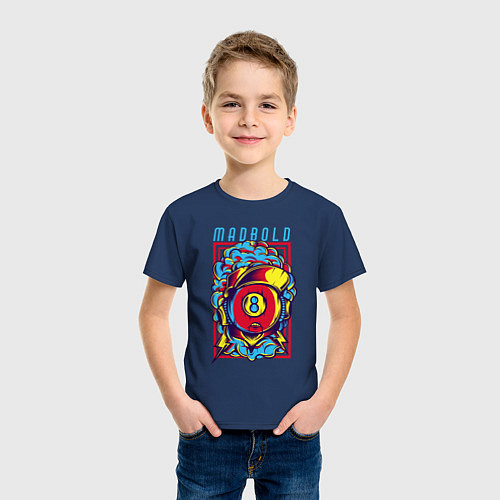 Детская футболка Огненный бильярдный шар / Тёмно-синий – фото 3