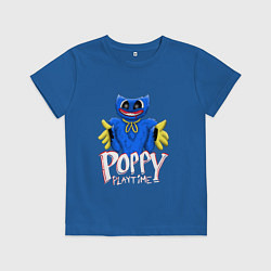 Футболка хлопковая детская Сытый Поппи Poppy Playtime, цвет: синий