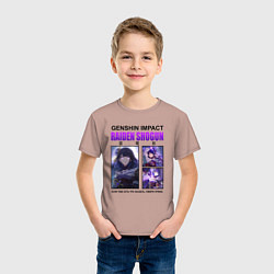 Футболка хлопковая детская СЁГУН РАЙДЭН ГЕНШИН, цвет: пыльно-розовый — фото 2