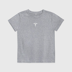 Детская футболка TESLA WHITE LOGO МИНИМАЛИЗМ