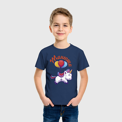 Детская футболка Танюшин единорожка / Тёмно-синий – фото 3