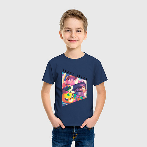 Детская футболка Джесси, Эдгар и Поко Бравл Старс / Тёмно-синий – фото 3