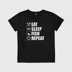 Детская футболка Есть Спать Рыбалка Повторить