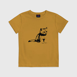 Футболка хлопковая детская Милый котенок Kitty, цвет: горчичный