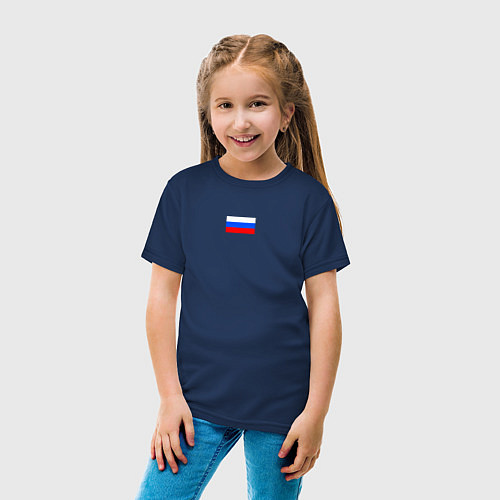 Детская футболка ФЛАГ РОССИИ МИНИМАЛИЗМ / Тёмно-синий – фото 4