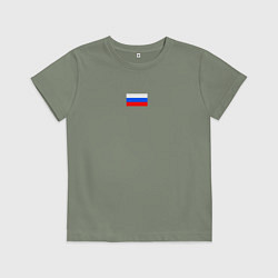 Футболка хлопковая детская ФЛАГ РОССИИ МИНИМАЛИЗМ, цвет: авокадо