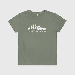 Футболка хлопковая детская Эволюция в мужика, цвет: авокадо