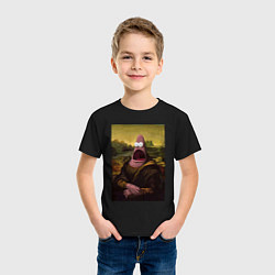 Футболка хлопковая детская Патрик Губка Боб Мона Лиза, цвет: черный — фото 2