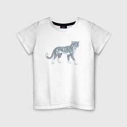 Футболка хлопковая детская Водяной голубой тигр, символ 2022, цвет: белый