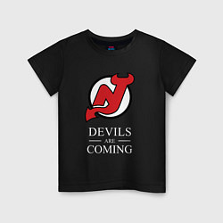 Футболка хлопковая детская New Jersey Devils are coming Нью Джерси Девилз, цвет: черный