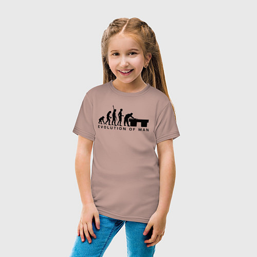 Детская футболка Эволюция человека бильярдист / Пыльно-розовый – фото 4