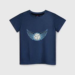 Футболка хлопковая детская Volleyball Wings, цвет: тёмно-синий