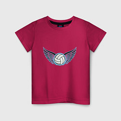 Футболка хлопковая детская Volleyball Wings, цвет: маджента