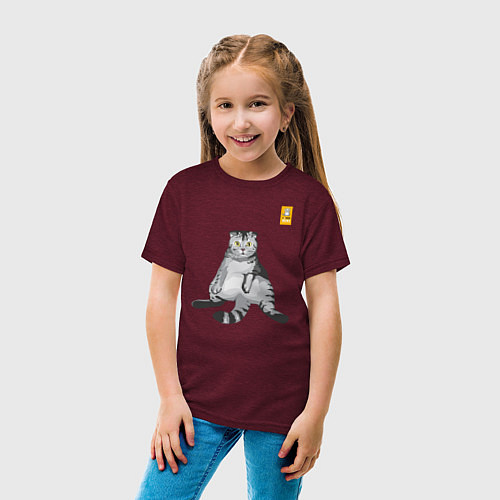 Детская футболка FamousNiki cat / Меланж-бордовый – фото 4