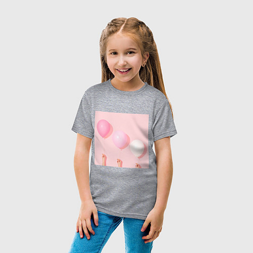 Детская футболка Розовые шарики / Меланж – фото 4