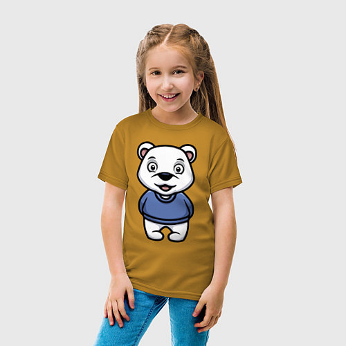 Детская футболка Прикольный мишутка / Горчичный – фото 4