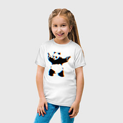 Футболка хлопковая детская Banksy Panda with guns - Бэнкси, цвет: белый — фото 2