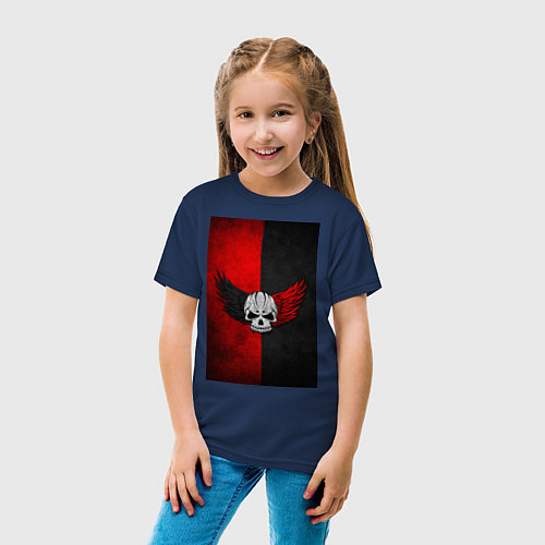 Детская футболка Череп Клоуна на красно-черном фоне / Тёмно-синий – фото 4