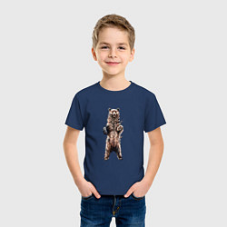 Футболка хлопковая детская Медведь стоит на задних лапах, цвет: тёмно-синий — фото 2