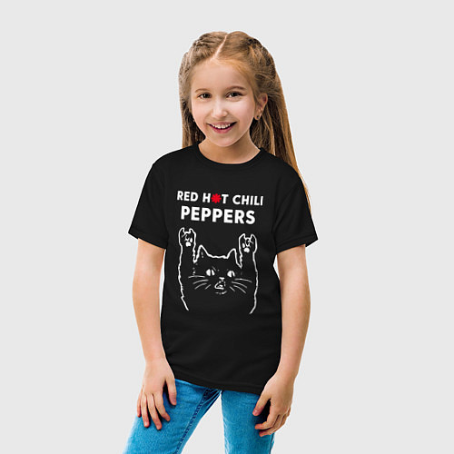 Детская футболка Red Hot Chili Peppers Рок кот / Черный – фото 4