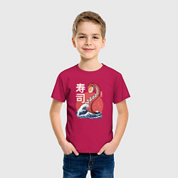 Футболка хлопковая детская Kraken Kawaii Sushi, цвет: маджента — фото 2