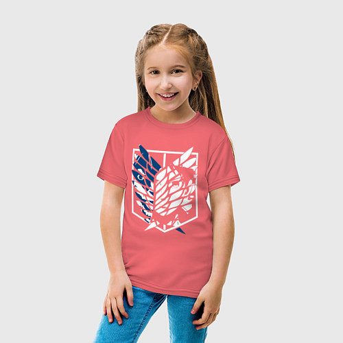 Детская футболка Образ лица Эрена attack on titan / Коралловый – фото 4