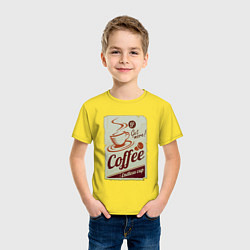 Футболка хлопковая детская Coffee Cup Retro, цвет: желтый — фото 2