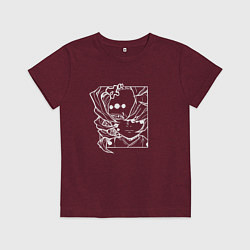 Футболка хлопковая детская Образ Руйя Клинок рассекающий демонов, цвет: меланж-бордовый