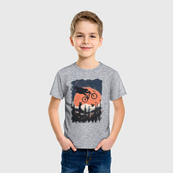 Футболка хлопковая детская Лунный Медведь Райдер, цвет: меланж — фото 2