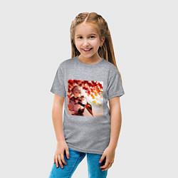 Футболка хлопковая детская Каэдэхара Кадзуха с котенком Геншин Импакт, цвет: меланж — фото 2