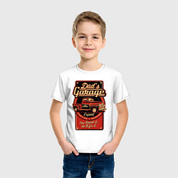 Футболка хлопковая детская Dads garage Папин гараж, цвет: белый — фото 2