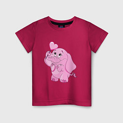Футболка хлопковая детская Розовый слонёнок, цвет: маджента