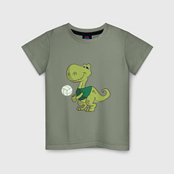 Футболка хлопковая детская Volleyball Dinosaur, цвет: авокадо
